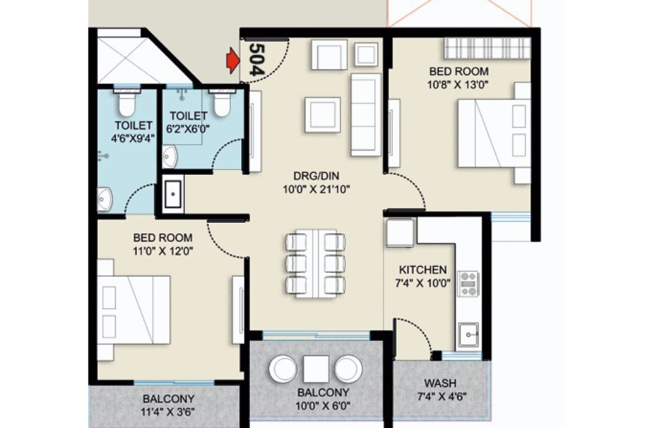 Click me 2BHK Floor Plan